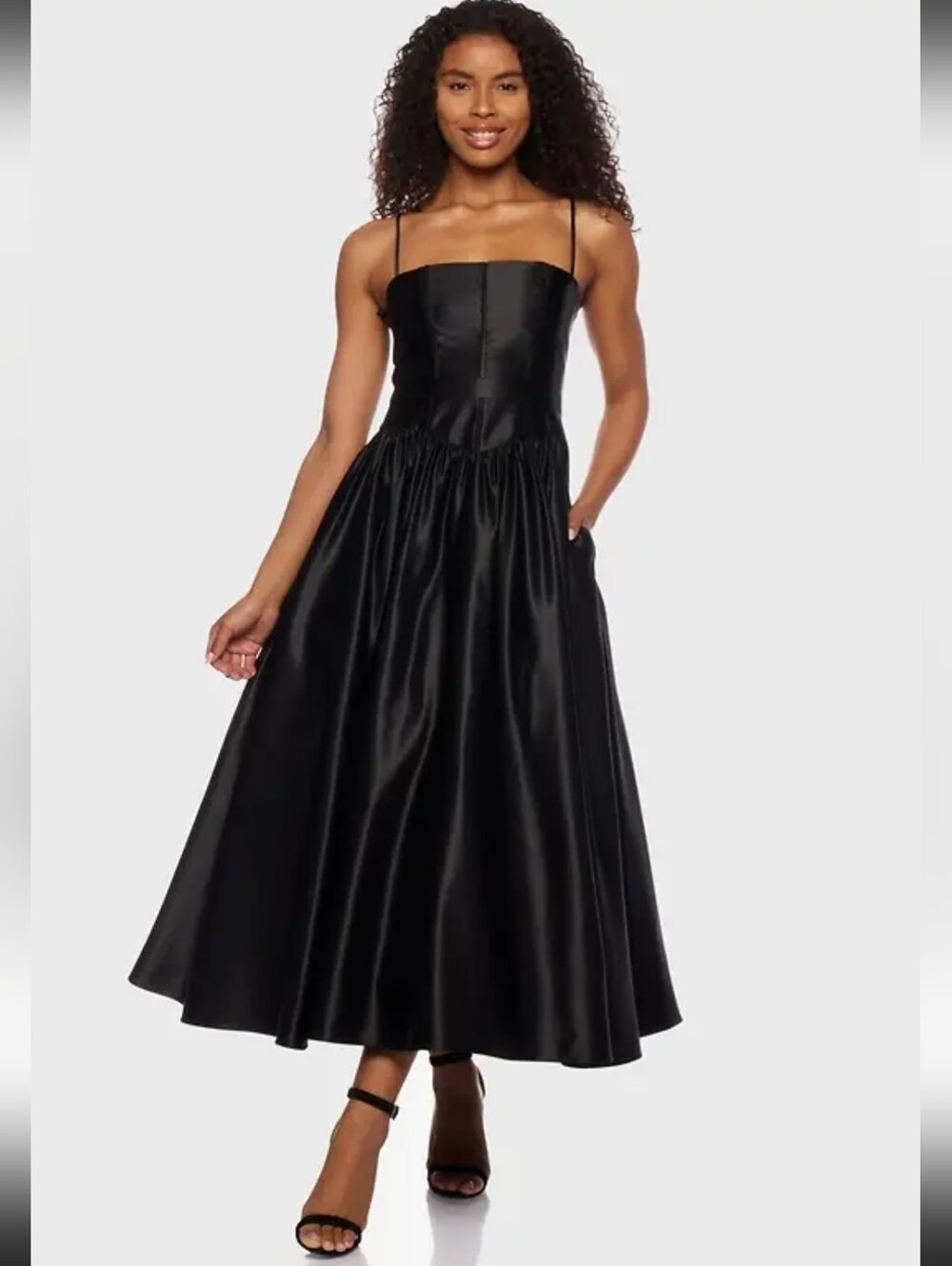 Alex & Sophia Black Satin Corset Bustier Midi Dress Size 11/12 NWT Party For